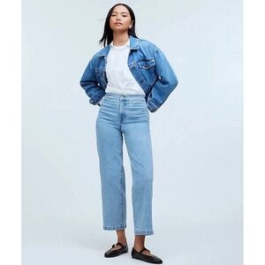 MADEWELL Emmett Wide Leg Crop Jeans Back Seam Light Wash High Rise Sz‎ 33 NWT